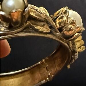 Gold and Cream Intricate Cuff Bracelet